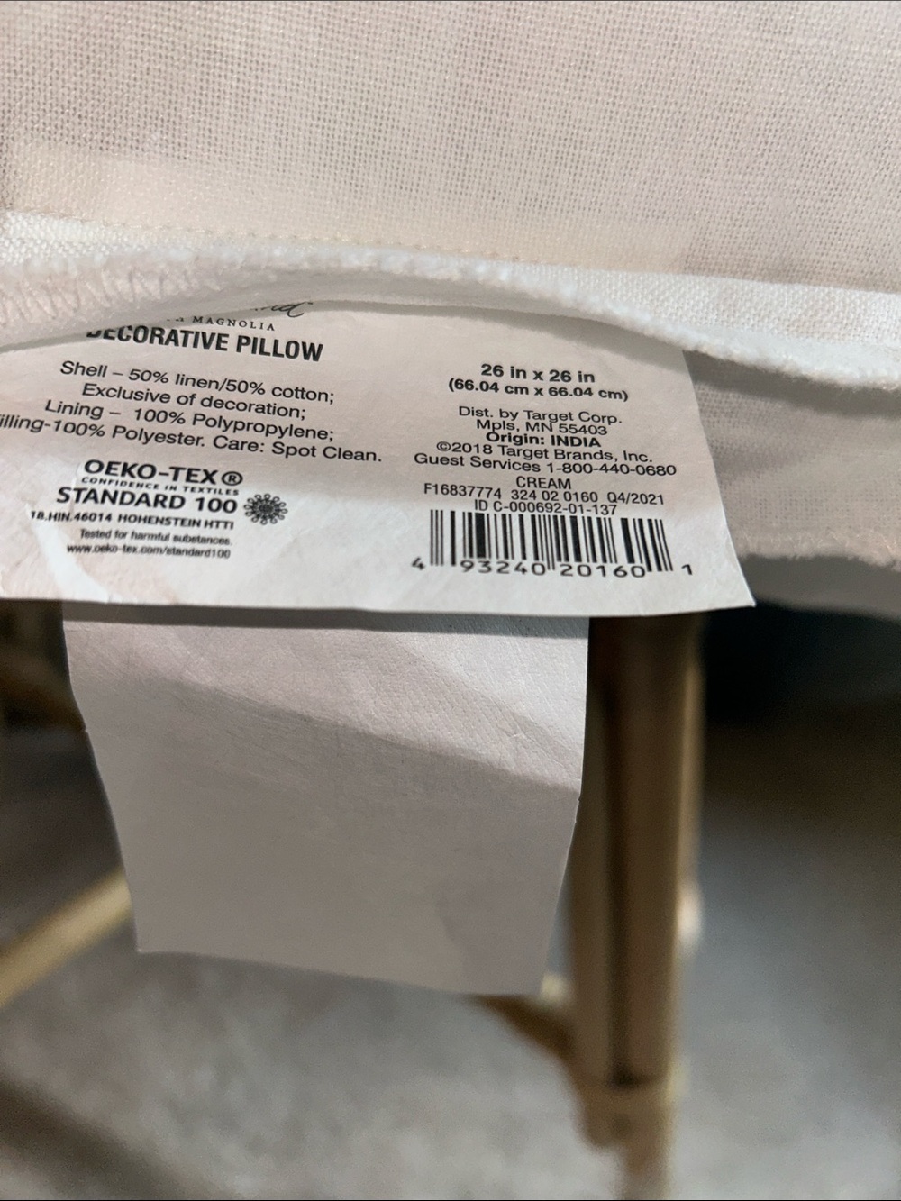 Hearth & Hand 26” Linen Blend 26” Euro Pillow with flanged edges - Picture 5 of 5